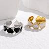 Temperament Stainless Steel Heart Ring for Women Adjustable Finger Rings Fashion Party Wedding
