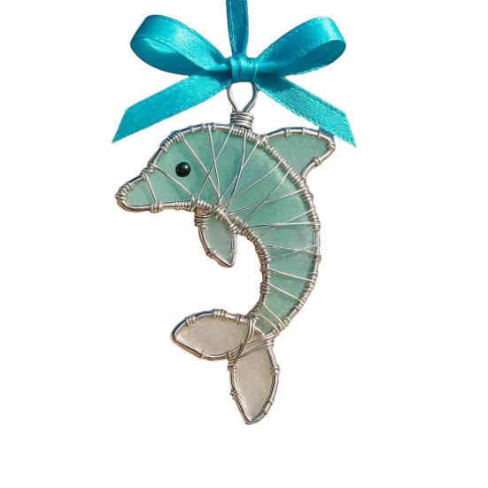 Coastal Christmas Ornaments Ocean Themed Sea Glass Ornaments Acrylic Seahorse Dolphin Turtle Nautical Xmas Tree Ornament for Home Party Decor