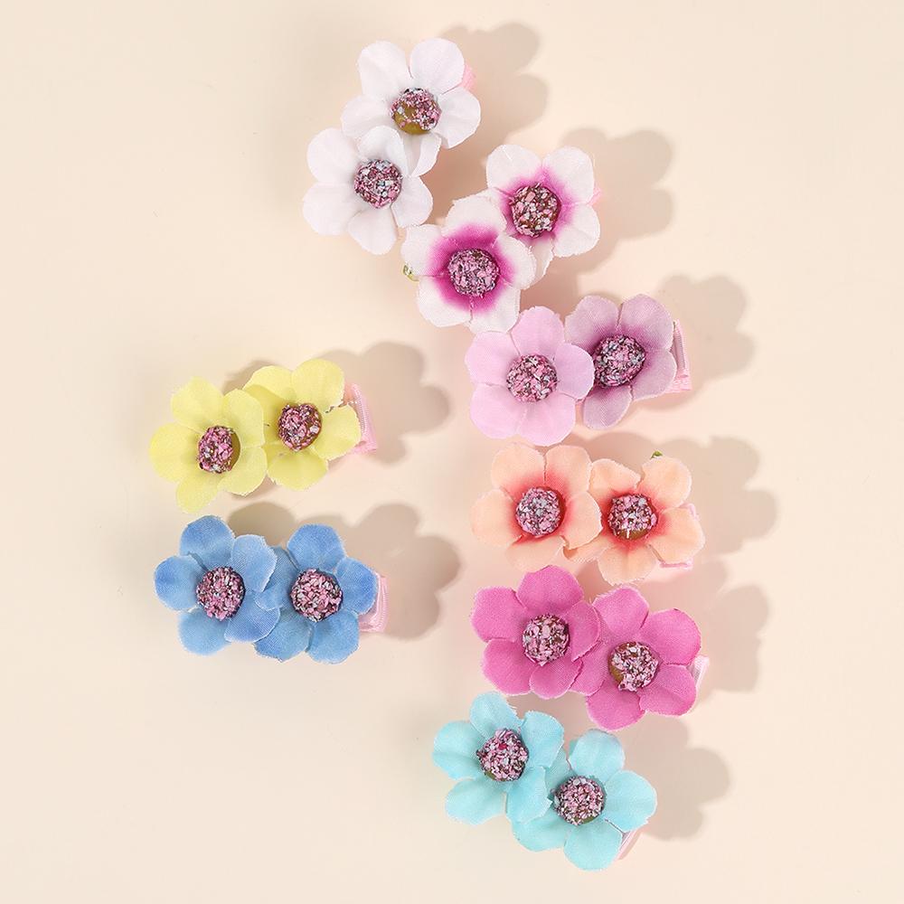 8Pcs Flower Hair Clips Sweet Artificial Double-Floral Hairpin Side Barrette For Girls Children Elegant Headwear Hair Accessories
