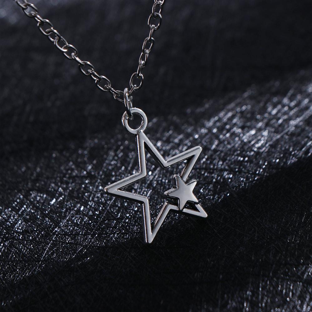 Zinc Zinc Alloy Star Pendant Necklace Hollow Choker Korean Clavicle Chain Vintage Pentagram Necklace  Jewelry
