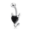 3x Devil Heart Crystal Surgical Steel Navel Belly Buckle for Family Gatherings