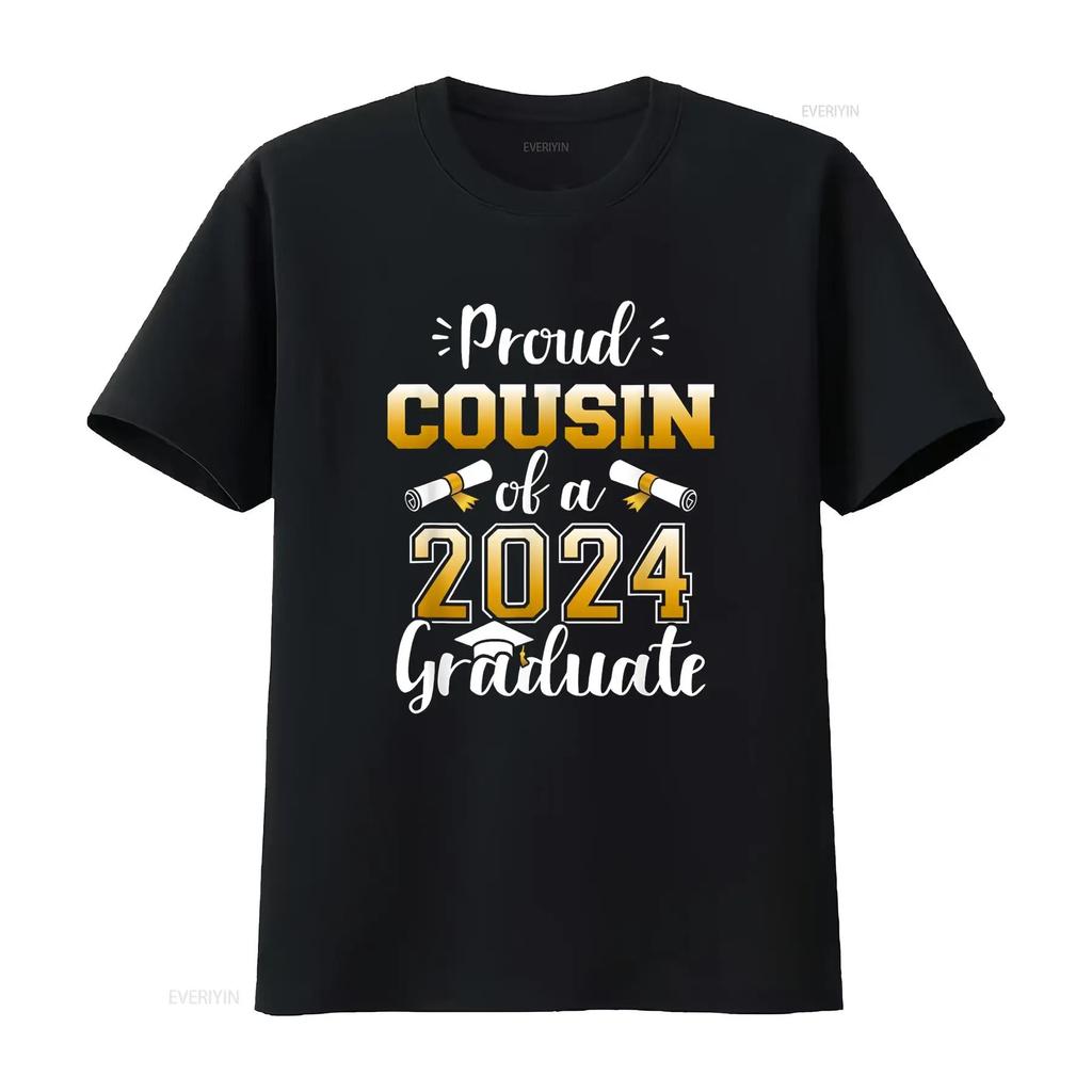 Proud cousin of a class 2024 graduate senior graduation T Shirt vintage Washed Top For Everyday Wear Breathable