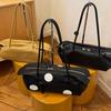 Tote Bag with Fashionable Polka Dot Color-blocking Design, with A Zipper Closure, Suitable for Carrying on The Shoulder or As A Handbag.