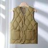 Spring, Autumn and Winter Down Cotton Vest Women's Light and Warm Vest Vest Loose Short Cotton Jacket Liner Elderly Man