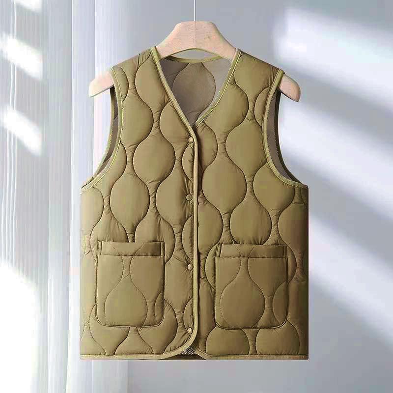 Spring, Autumn and Winter Down Cotton Vest Women's Light and Warm Vest Vest Loose Short Cotton Jacket Liner Elderly Man