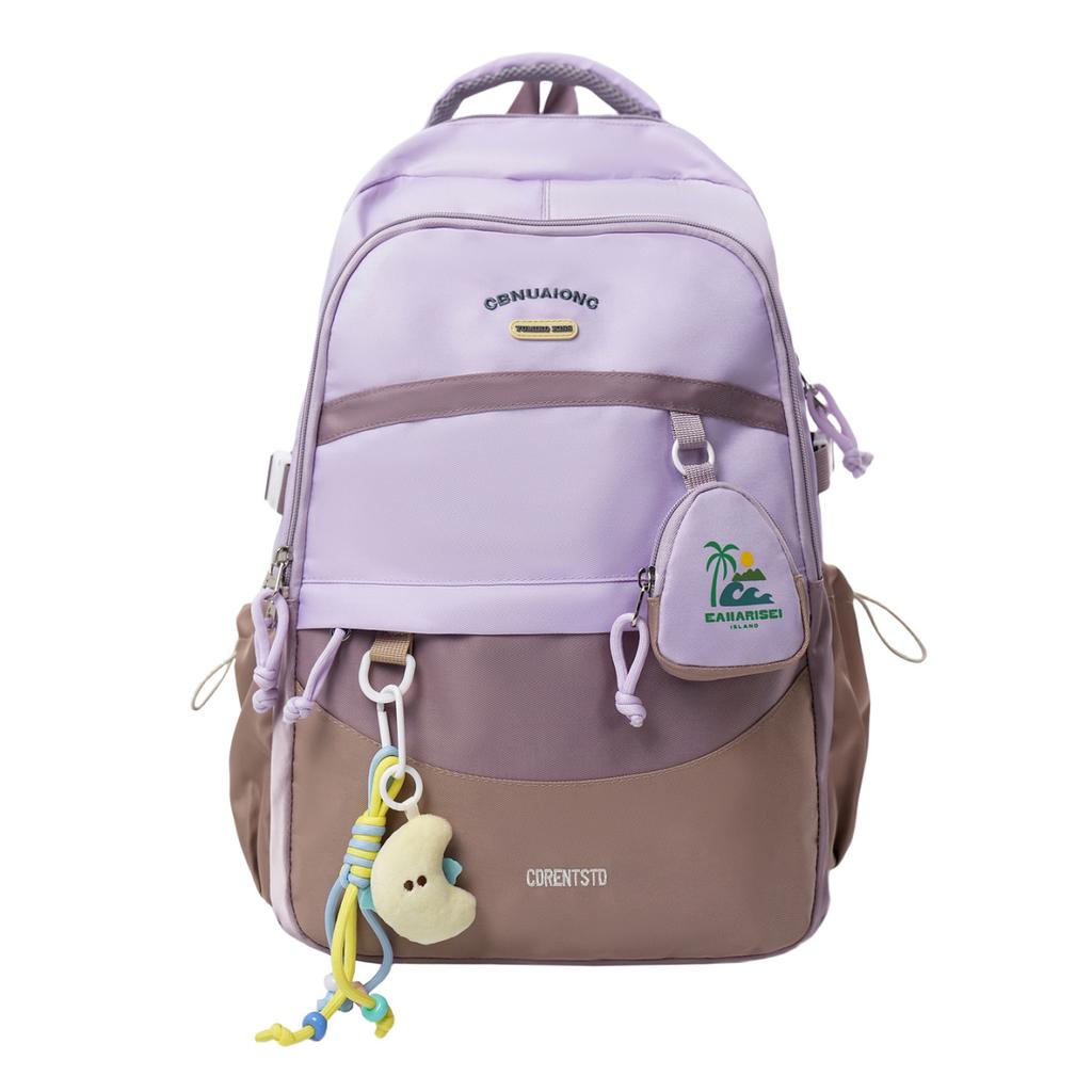 Schoolbag New Korean Version Contrasting Color High-quality Backpack Women's Large-capacity Student Schoolbag Ridge Protection Casual Versatile 