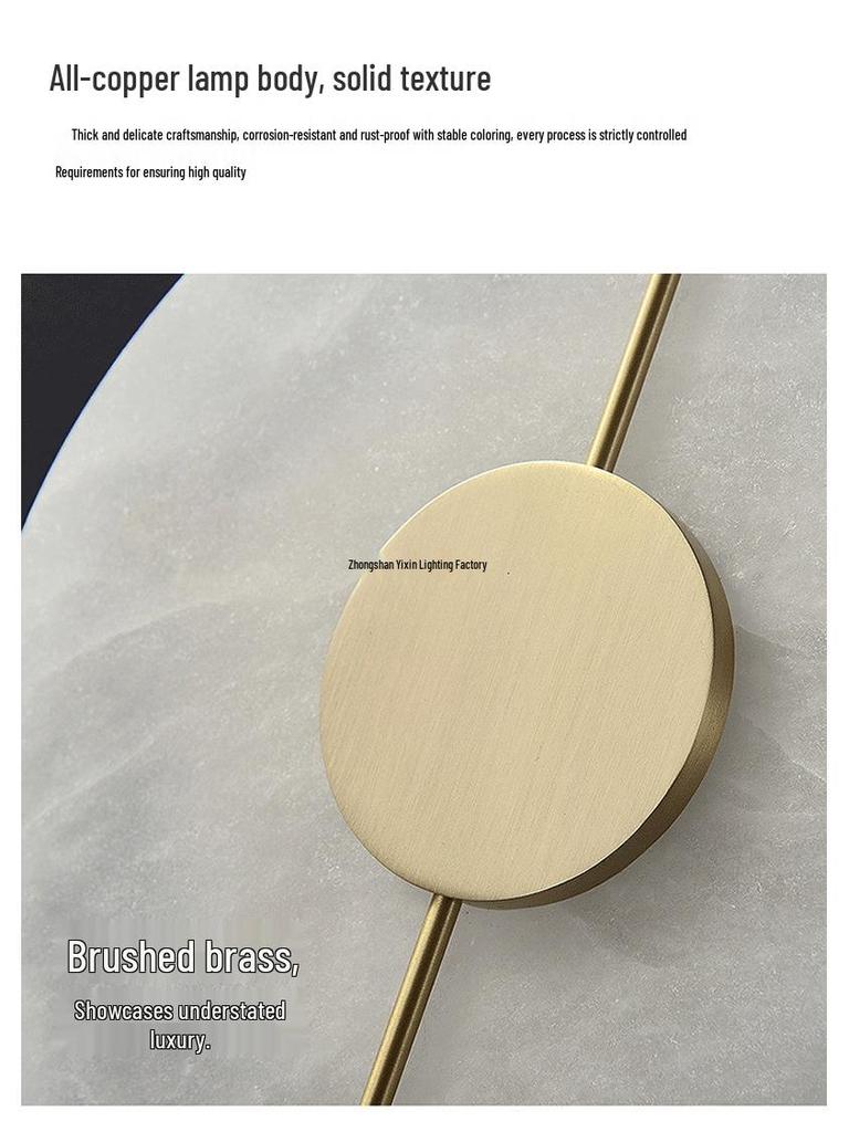 Nordic Copper Marble Wall Lamp: Postmodern Round Design for Bedroom, Living Room, Office, Hotel or Lobby.