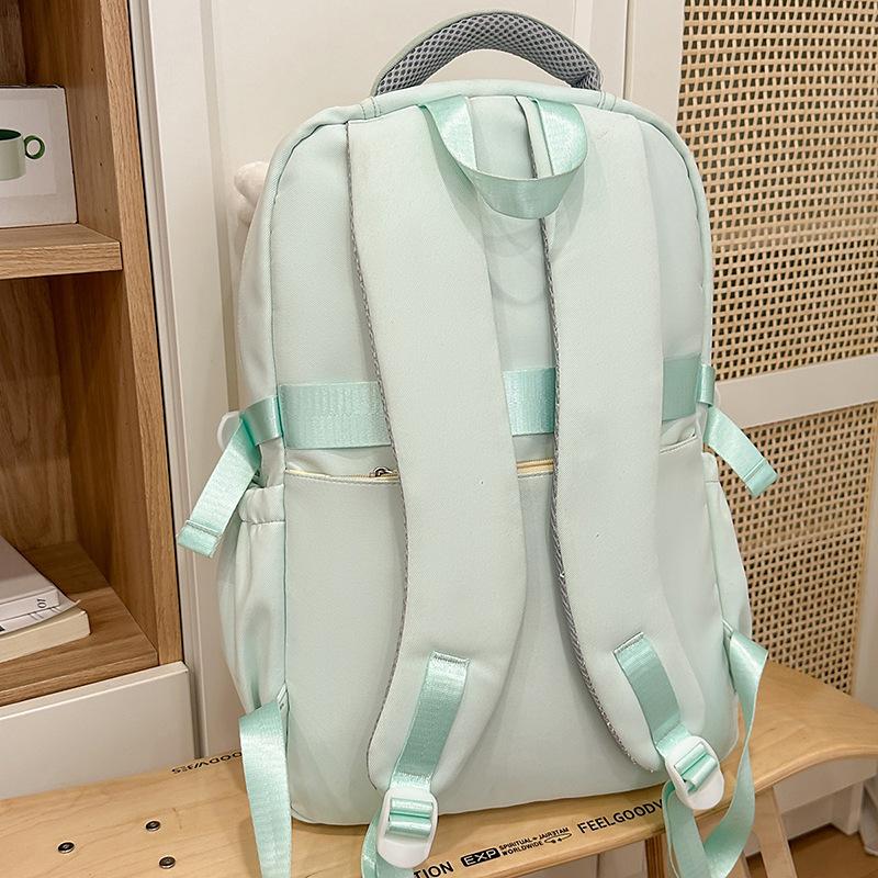 Schoolbag New High-value Japanese Ins Fresh and Sweet Contrasting Color Splicing Backpack Junior High School Students Lightweight Travel Backpack