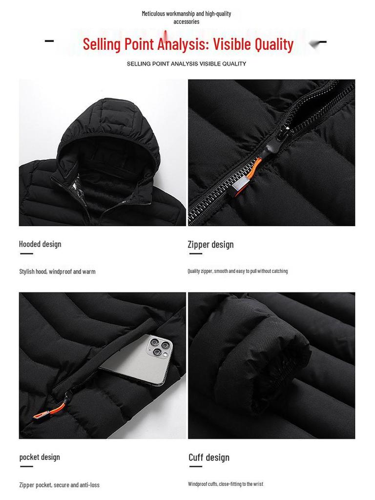 Men's Slim Fit Hooded Cotton Jacket - Warm, Lightweight, & Trendy for Autumn/Winter