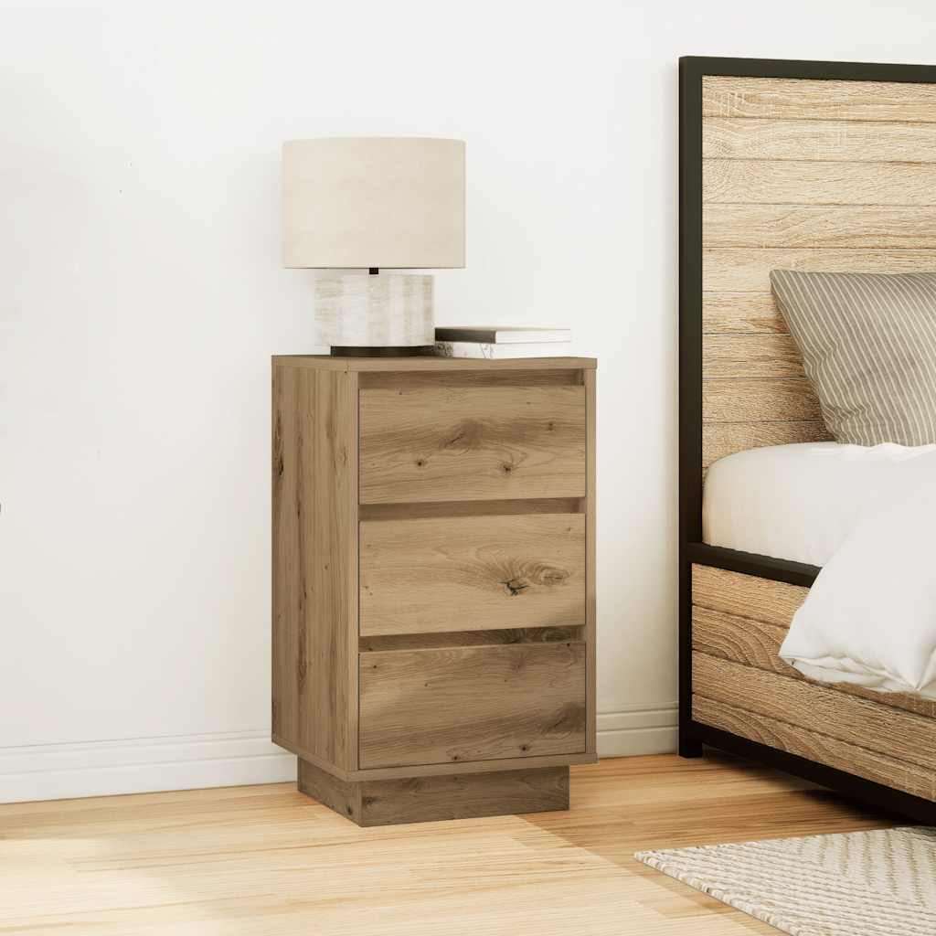 Nightstand with LED Lights Artisan Oak Finish 38 x 34 x 65 cm