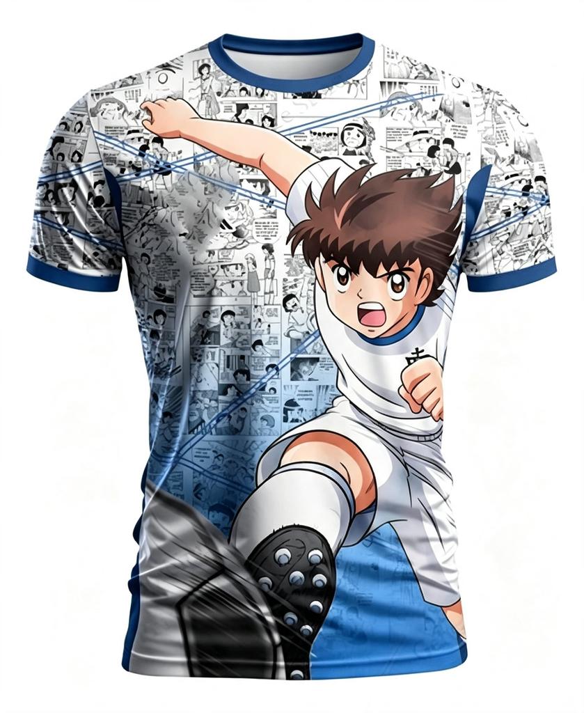 Sommer Freizeit Anime Tsubasa Trikot 3D Herren T-Shirt Damen T-Shirt Jungen Oberteil Kinder Eltern-Kind Schnelltrocknend Kurze Ärmel Kinder T-Shirt
