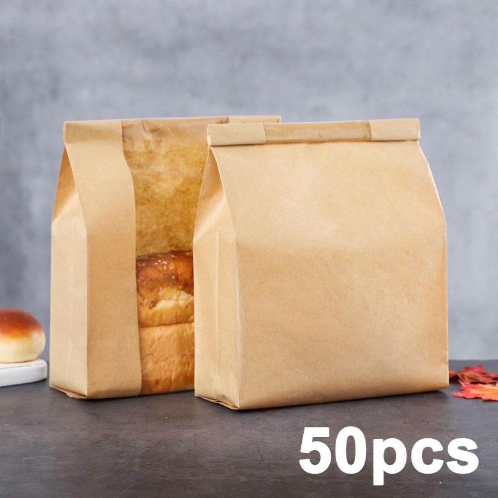 

50 шт. мешочков для домашнего хлеба, большой бумажный пакет для выпечки с окошком для упаковки выпечки, мешочки для хранения хлеба, печенья на закваске 50pcs 35*21*9cm