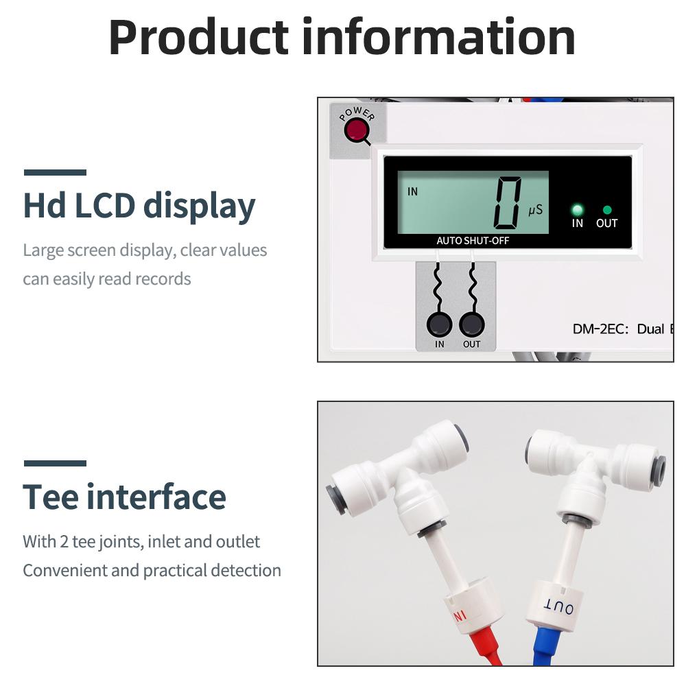 TDS Wasserqualitätstester DM1/DM2 - Dual-Sonden-Messgerät mit HD-LCD-Anzeige für genaue Messungen