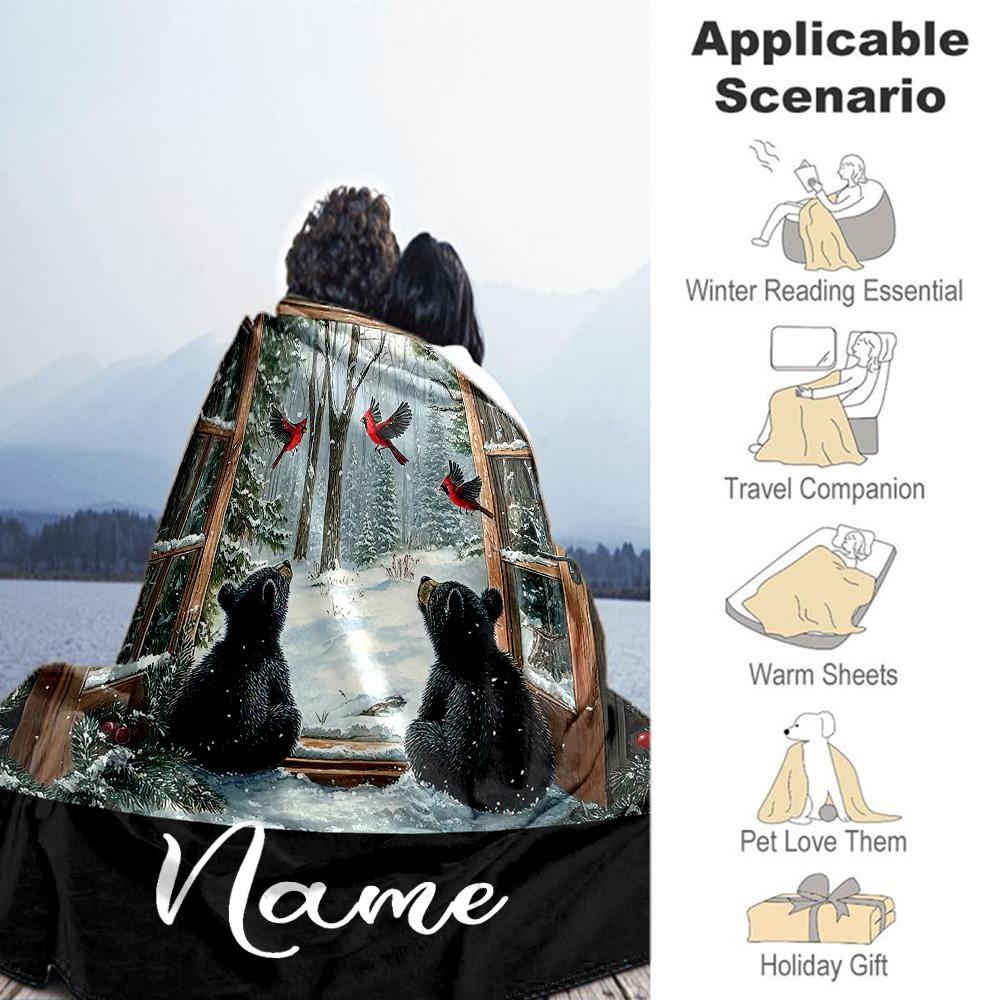Black Bear77 Customize Text Blanket Multi-purpose Customizable Blanket Comfortable for Couch Picnics Office Living Room All-Season Use