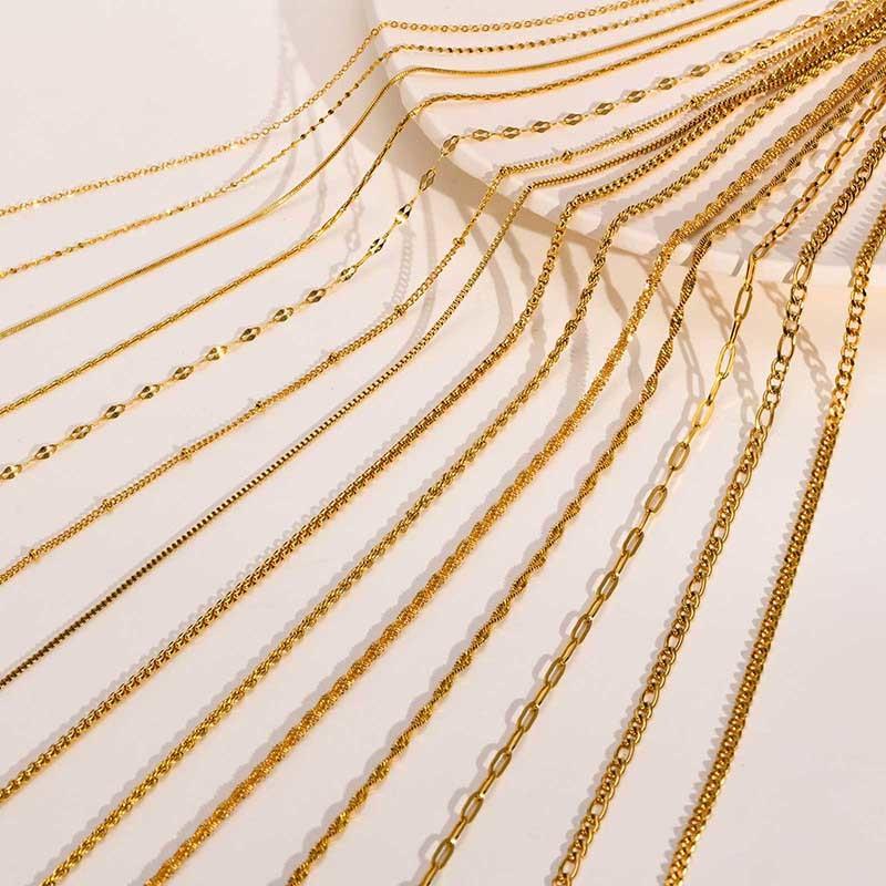 316L Stainless Steel Chain Necklace Women Girls,Stacked Necklace, Thin Link Simple Jewelry for Everyday