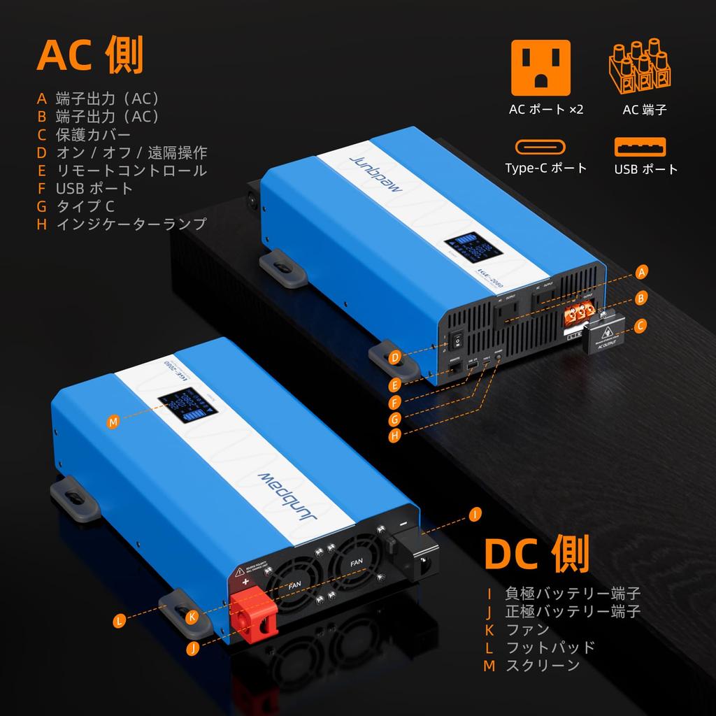 Pure Sine Wave 12V DC to 100V AC with Remote Monitor 5V USB for and Solar Power Generation Inverter, Conversion, Controller, 2.1A Port, Home, RV,