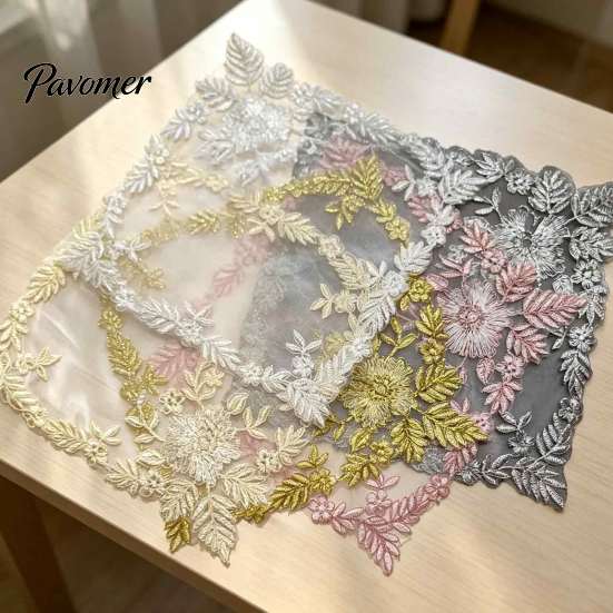 Elegant Kitchen Table Accessories Square Lace Placemat for Dining Table, Embroidered Mesh Heat Resistant Tabletop Protection Pads Mat, Retro