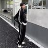 Autumn Stylish Gold Velvet Striped Sweatshirt Two-Piece Couple Sports Suit for Men