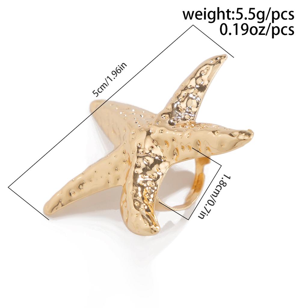 Salircon Trend Exaggerated Big Starfish Ring for Women Men 2026 Cool Punk Metal Adjustable Finger Ring Punk Party Jewelry