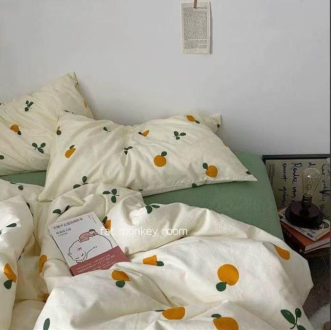 Aesthetic Powder Pink Spring/Summer Washable Cotton Bedding Set - Dorm-Friendly Duvet Cover and Sheets