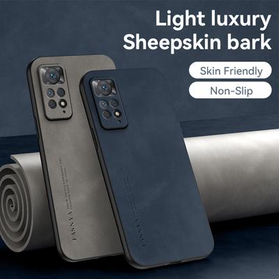 Capa de couro de pele de carneiro para Xiaomi Redmi Note 12 12S 12C 11 11S 10 10A 10C 9 9A 9C 9T A1 Plus Note13Pro Capa traseira fosca de luxo