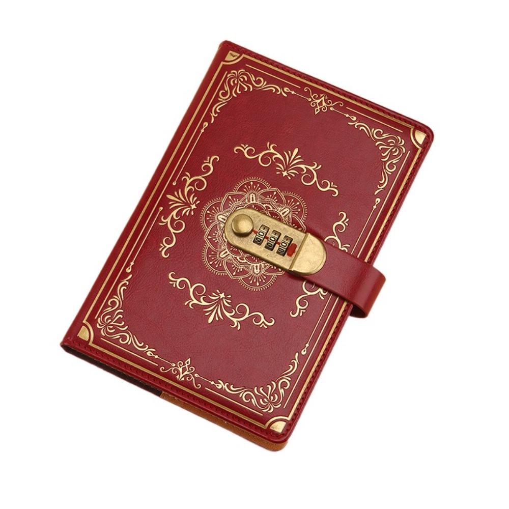 Flower Cover Journal Notebook With Lock PU Leather Personal Notebook Diary Writing Pads  Gift
