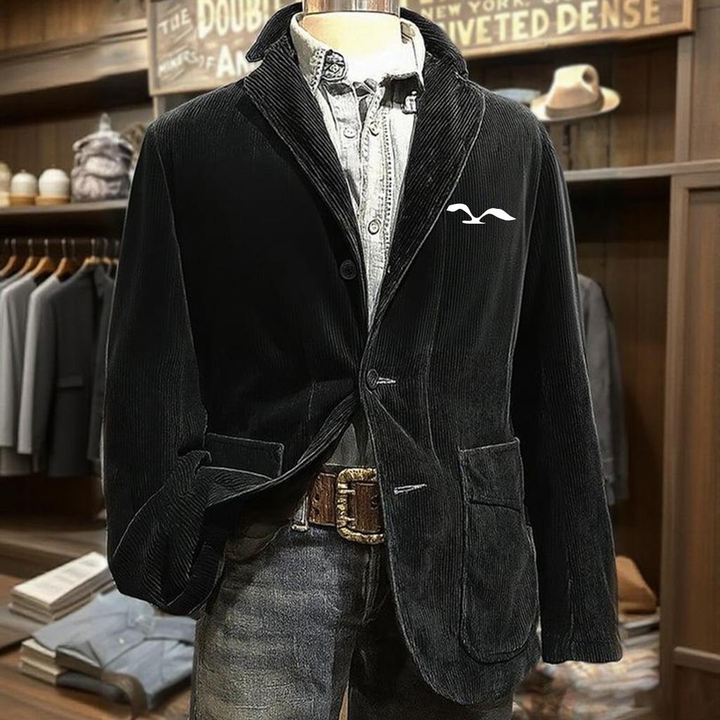 Sacou Cardigan Călduros din Catifea Cord Masculin Culoare Solidă cu Buzunare Jachetă de Costum Casual pentru Bărbați