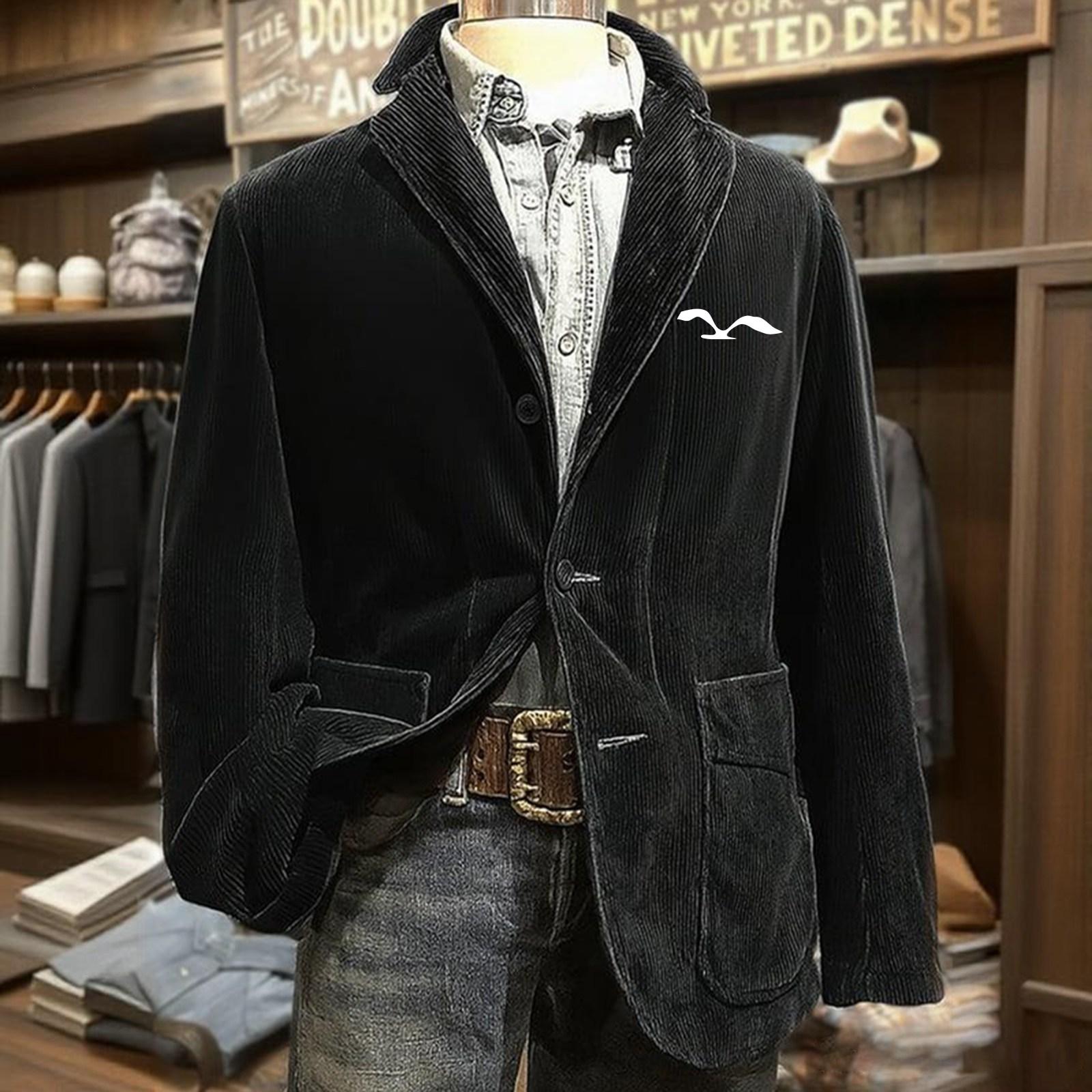 

Men s Solid Color Corduroy Warm Pocket Suit Jacket Cardigan Men s Casual Suit L