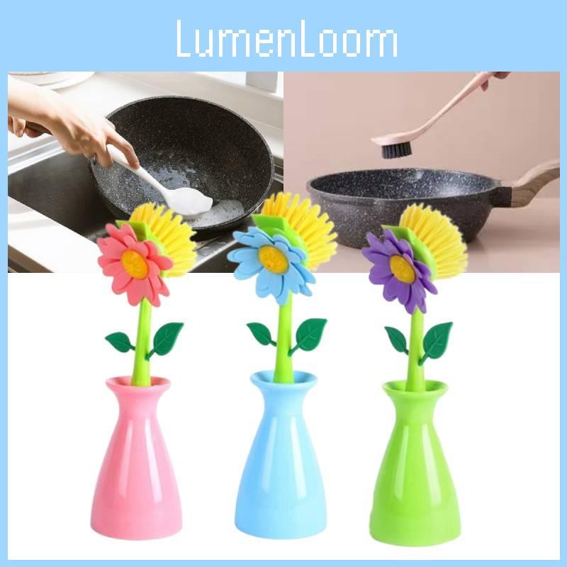 Long Flower Handle Pan Brush Storage Bottle Cleaner Creativity Decoration Tool