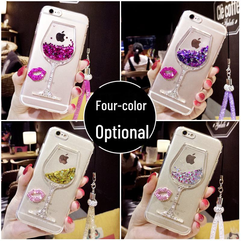 Husă din silicon Apple 15 cu stras lichid și design cu pahar de vin, perfectă pentru iPhone 12, 13 și 14.