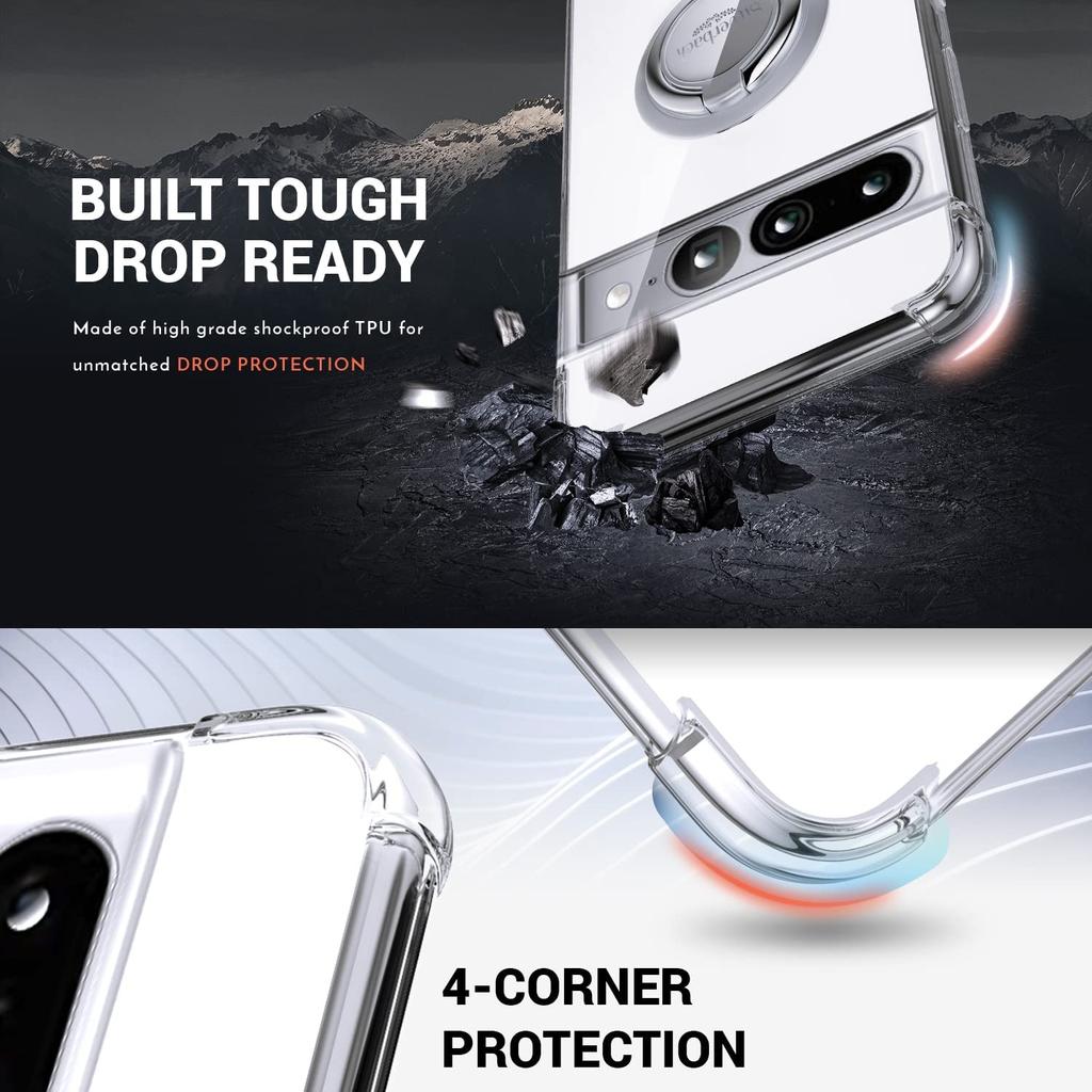 Custodia morbida antiurto con supporto ad anello per Google Pixel 9 Pro XL 8A 8 Pro 7Pro 7A 6A Custodia posteriore in silicone trasparente