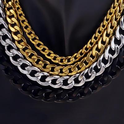 NK Titanium & RVS Cubaanse Gouden Ketting Koppel Ketting - Hip-Hop Punk Sieraden
