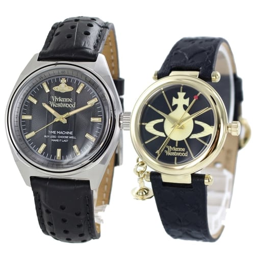 

Vivienne Westwood Pair Watches for Men and Women with Leather Straps (VV251BKBKVV006BKGD)