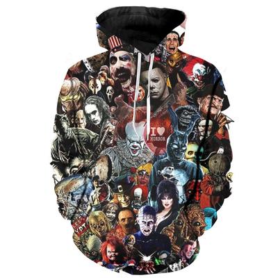 Neuankömmling Persönlichkeit Hoodies Horrorfilme 3D-gedruckter Pullover Herren Damen Lässige übergroße Kapuzensweatshirts Cooler Hoodie