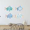 4 Pcs Wooden Fish Wall Decor Rustic Beach Nautical Wood Art Coastal Themed Wall Hanging Sign for Home Lake House Bathroom Decor
