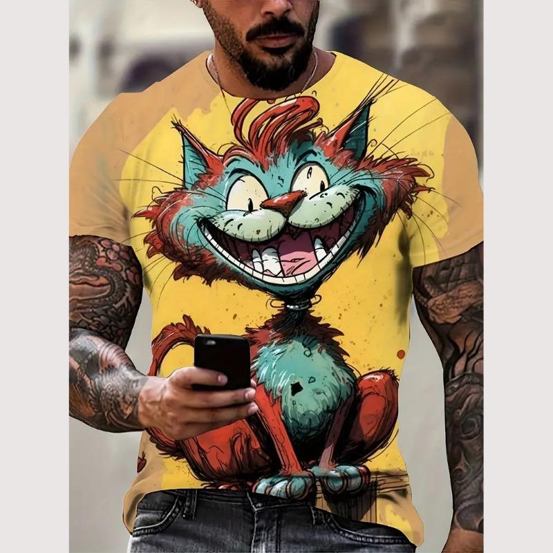 Men's Summer 3D Digital Printed Cartoon Anime Round Neck Short Sleeved T-shirt