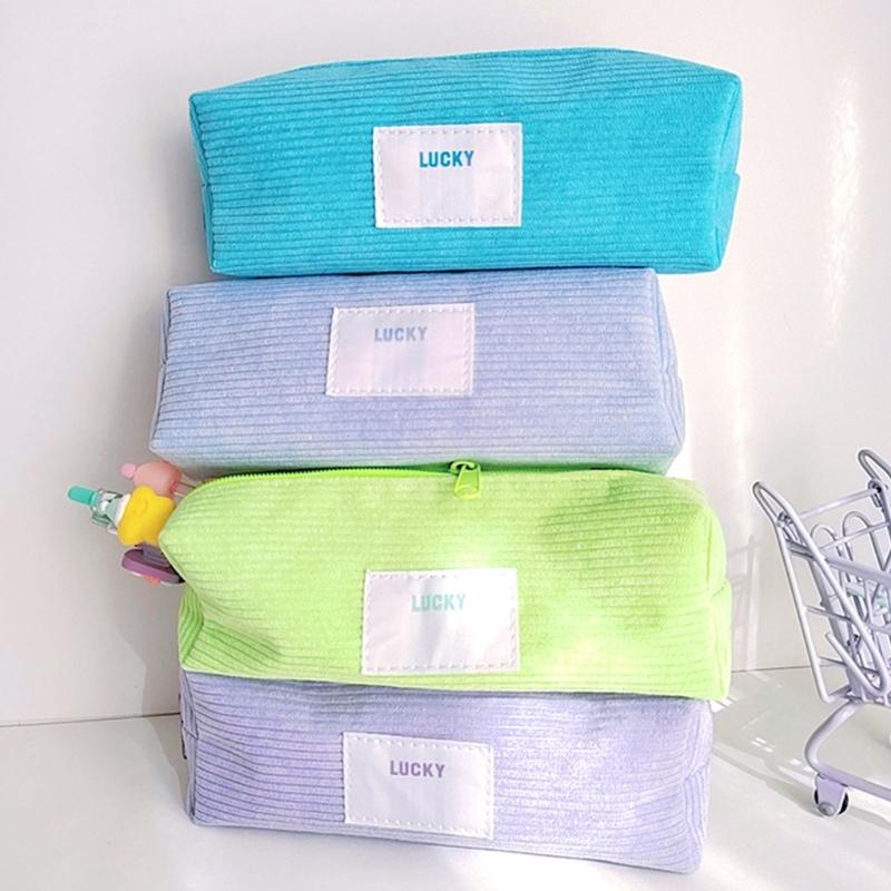 Large Capacity Pencil Bag Japanese Styles Pencil Case Pen Pouch Corduroy Pencil Pouch Pen Case School Office Supplies
