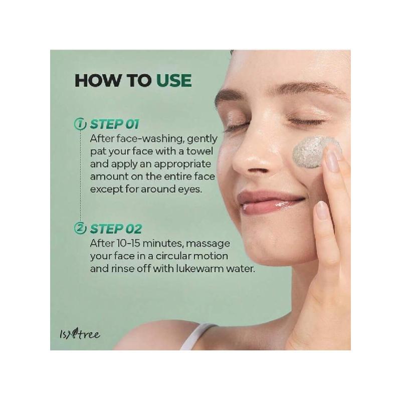 Isntree Mugwort Calming Clay Mask 100ml | Sebum Control | Pore Tightening | Exfoliates Rough Skin | Blackhead Care | Wash-Off Mask | Korean Skincare