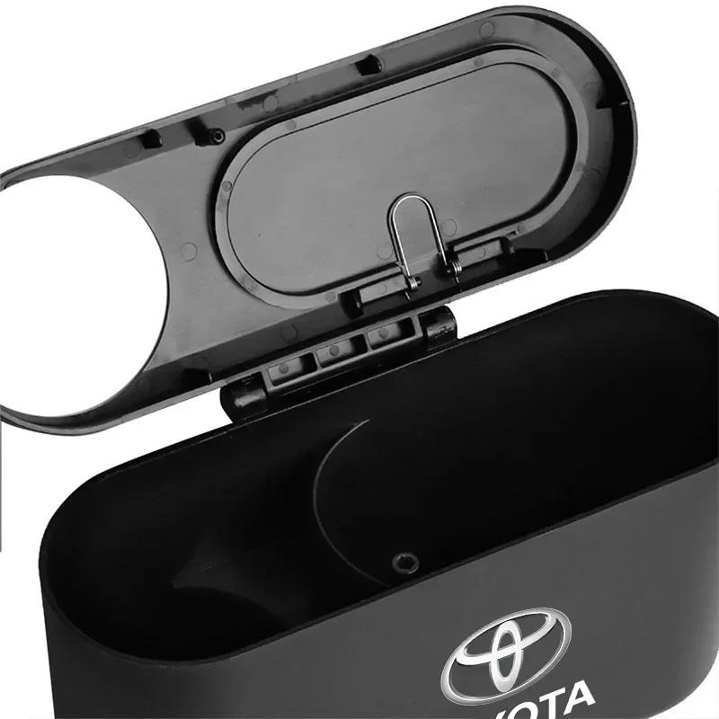 Can Auto Emblem Garbage Box Bin Storage Trash Car Accessories For Toyota Chr Corolla Yaris Rav4 E150 E120 Land Cruiser 200