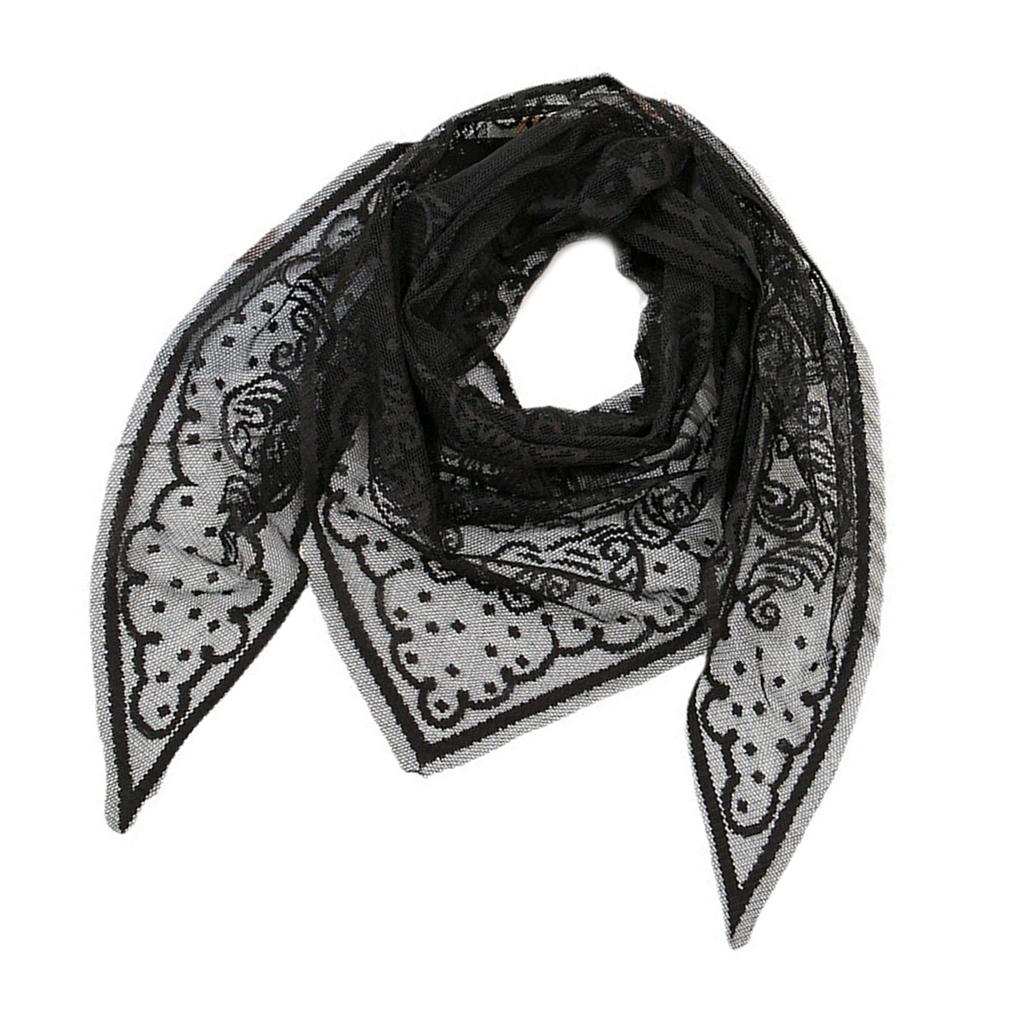 Woman Mantilla Shawl Wedding Church Lace Trim Scarf Soft Floral Scarf Veil Wedding Headwear Mantilla