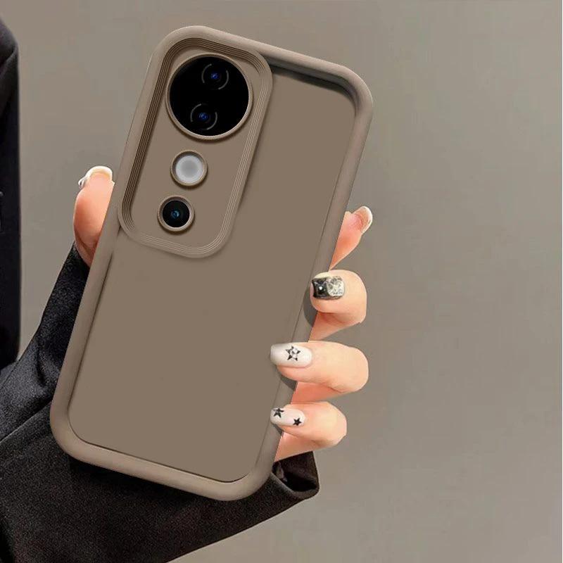 

For Vivo V40 Case VivoV40 V 40 Vovo V2348 V 2348 Phone Cases Full Package Matte Anti Drop Soft Protective Cover Coques Funda For Vivo V40 кофейный