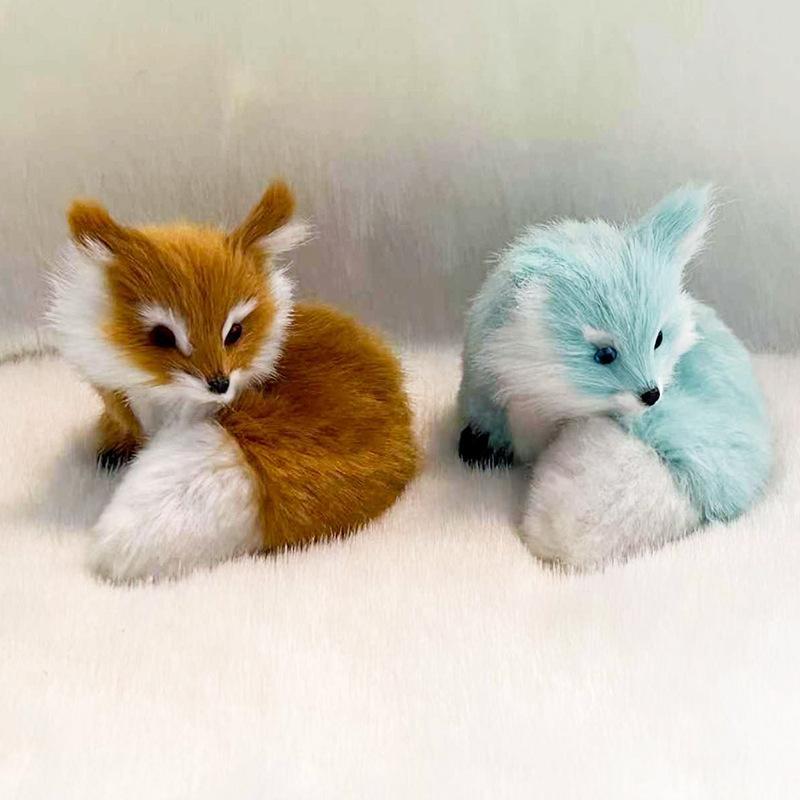 Soft Squatting Mini Plush Simulation Fox Soft Lifelike Plush Stuffed Fox Doll Cute Colorful Animal Figurine Home Decor