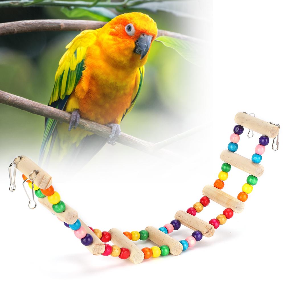 Wood Pet Parrot Suspension Bridge Climbing Toy Bending Freely Playing Supply6x39cm
