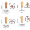 New 1pcs Cutter Stamp Set - Press Stamp with Reading Dough Cutter and Wooden Handle for Ravioli Maker Pasta Cutter Pasta