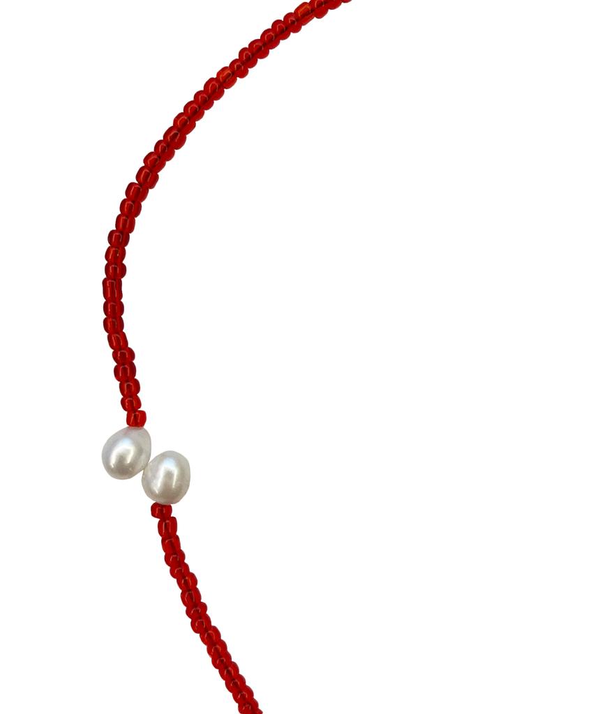 Opentype Fresh Water Pearl Necklace (Red)