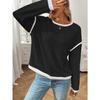 Autumn and Winter Round Neck Color Blocked Loose Top Women’s Pullovers & Long Sleeves