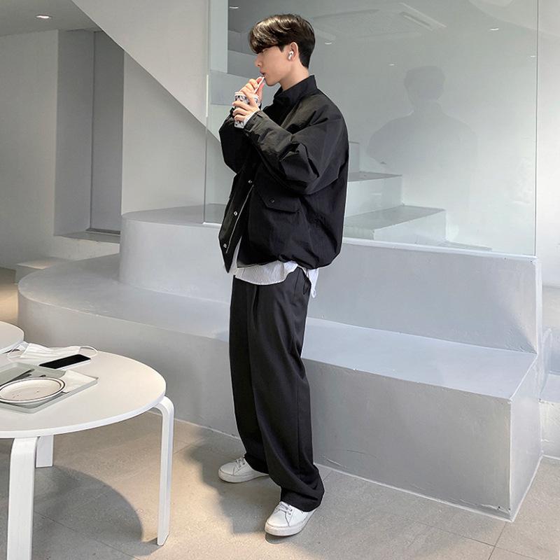 Autumn Stand Collar Men's Jacket Loose Korean Style Casual Top Trendy Work Jacket Men's Spring and Autumn Men's Clothing