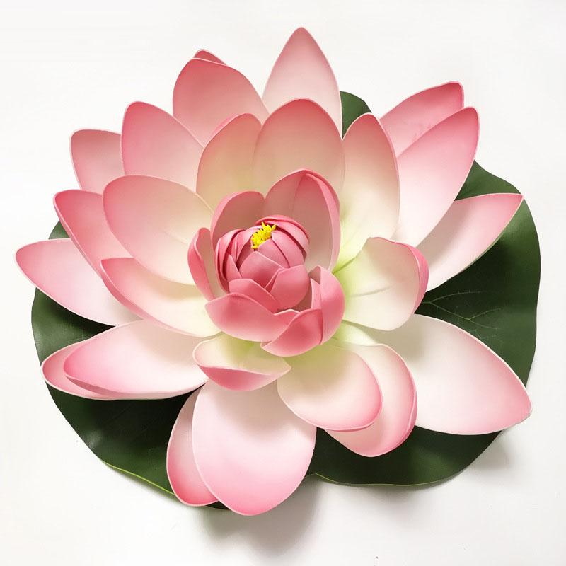 10/17/28/40/60cm Lotus Artificial Flower Floating Fake Lotus Plant Lifelike Water Lily Micro Landscape for Pond Garden Decor