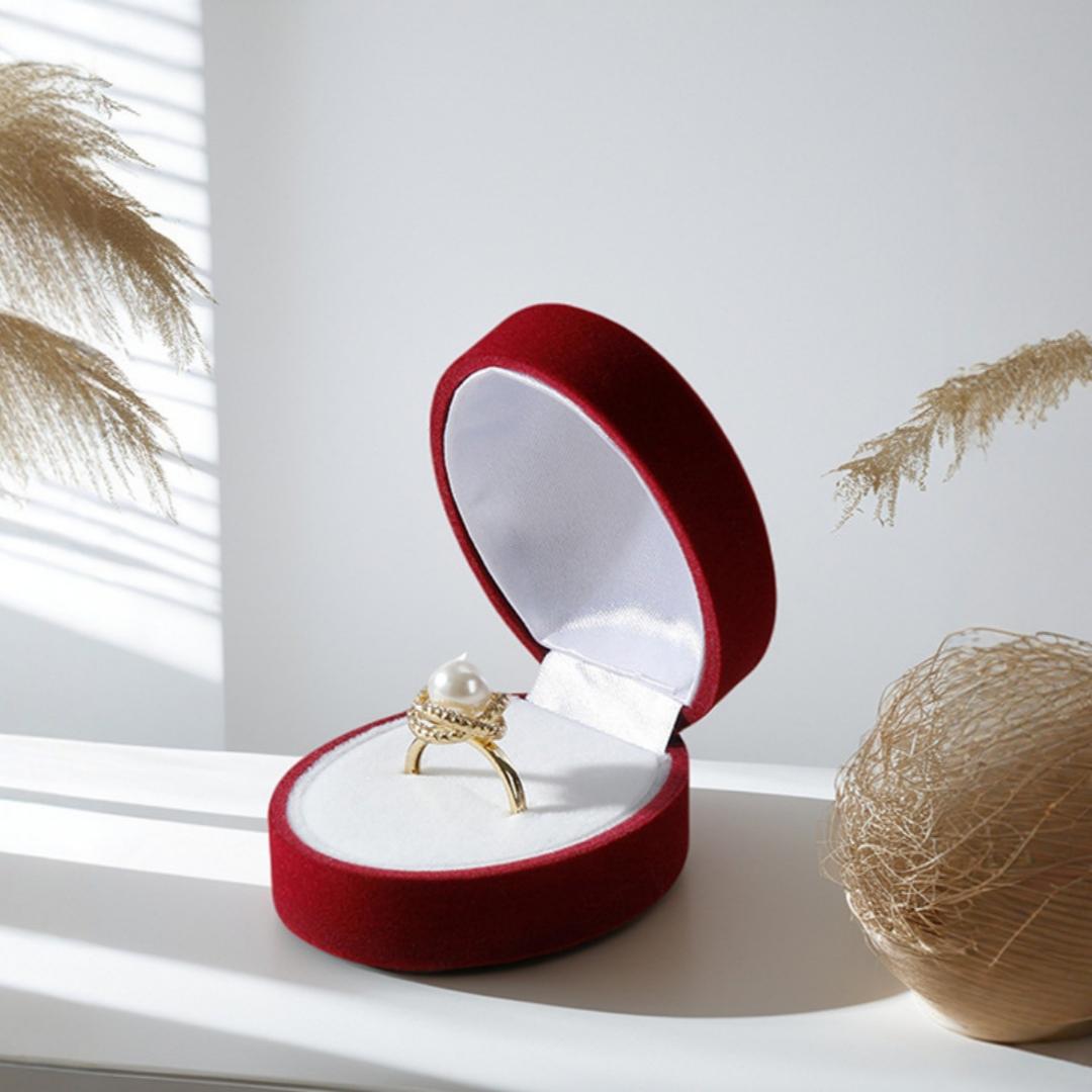 Oval Flocking Flip-top Ring Box Red Gray Blue Pendant Jewelry Packaging Storage Box