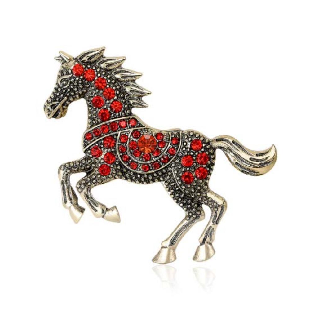 Luxury Zodiac Animal Lapel Pins Classic Metal Badge Pin Rhinestone Horse Brooches  New Year Gifts